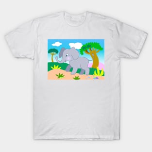 cheerful cartoon elephant in the jungle T-Shirt